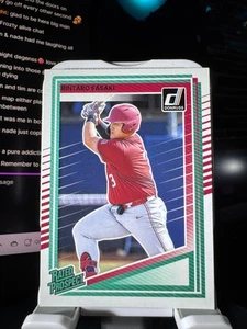 2025 Panini Donruss #127  Rintaro Sasaki RATED PROSPECT Stanford / Japan - Picture 1 of 2