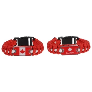 2 Pcs National Flag Seven Core Bracelet Travel Braided Rope - Picture 1 of 12