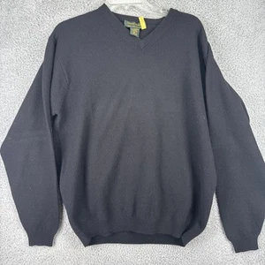 Daniel Bishop 100% Cashmere Sweater Mens Medium Black V-neck Pullover - Picture 1 of 7