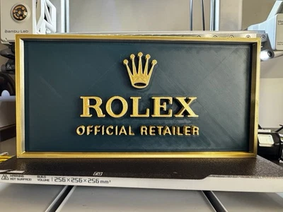 BR3TTIN3D Insegna Decorativa Stampata in 3D Stile "Rolex Rivenditore Ufficiale" - Oro e Verde