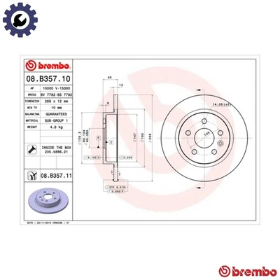2x BRAKE DISC 08.B357.11 FOR CHEVROLET VAUXHALL ASTRA/Mk/VI MOKKA BUICK 1.4L - Image 1 of 4