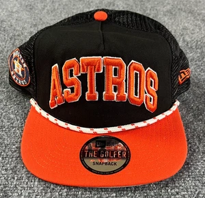 Houston Astros New Era Golfer Trucker Mütze Kappe Seilkrempe Throwback flacher Schirm neu mit Etikett - Bild 1 von 13