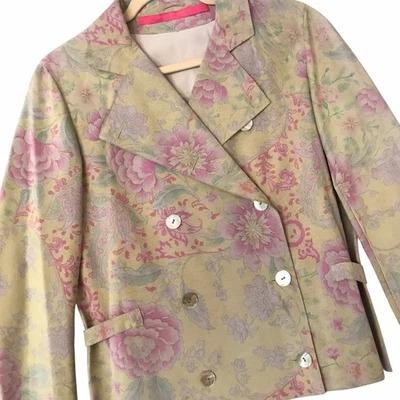 Chaqueta Blazer De Colección Emmanuel Ungaro Floral 100% Cuero de Cordero RARA Italia Talla 38 Foto 1 de 4