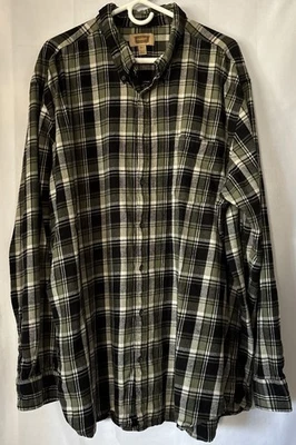 Foundry-Mens Long Sleeve Button-Down Flannel Shirt-3XLT -Green Plaid-Casual - Image 1 of 4
