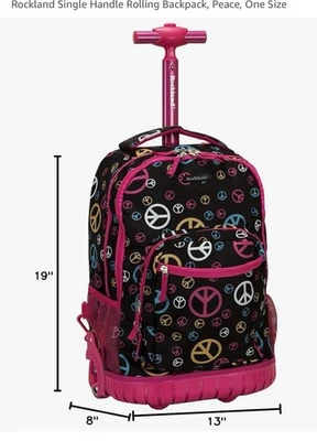 19" Rolling Backpack W/ Laptop Compartment Skate Wheels T-Handle - Image 1 of 4