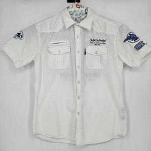 Vintage Ecko Shirt Mens XL White Embroidered Graphic Embroidered Button Up - Picture 1 of 15