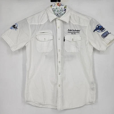Vintage Ecko Shirt Mens XL White Embroidered Graphic Embroidered Button Up - Image 1 of 4