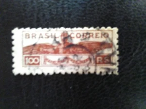 BRAZIL USED STAMP 1933 OBLIGATORY TAX FOR  AIRPORT FUND  100 REIS PURPLE  SG539. - Picture 1 of 1