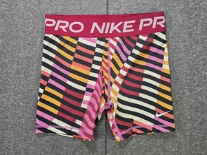 Nike Pro Girl's Dri Fit Training Shorts Size Large FD2866-675 Pink Red White - Picture 1 of 9