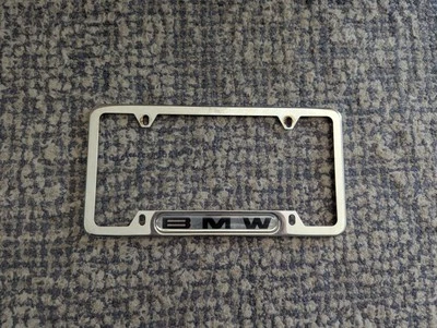 Metal Chrome BMW Thick Letter Accessory Exterior Logo Bold License Plate Frame - Image 1 of 2