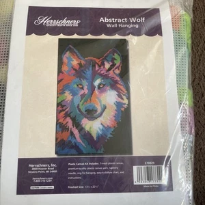 Herrschners® Abstract Wolf Wall Hanging Plastic Canvas Kit like Bucilla - Picture 1 of 5