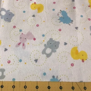 Animals on White 24” X 42” Flannel fabric # 1215a - Picture 1 of 1