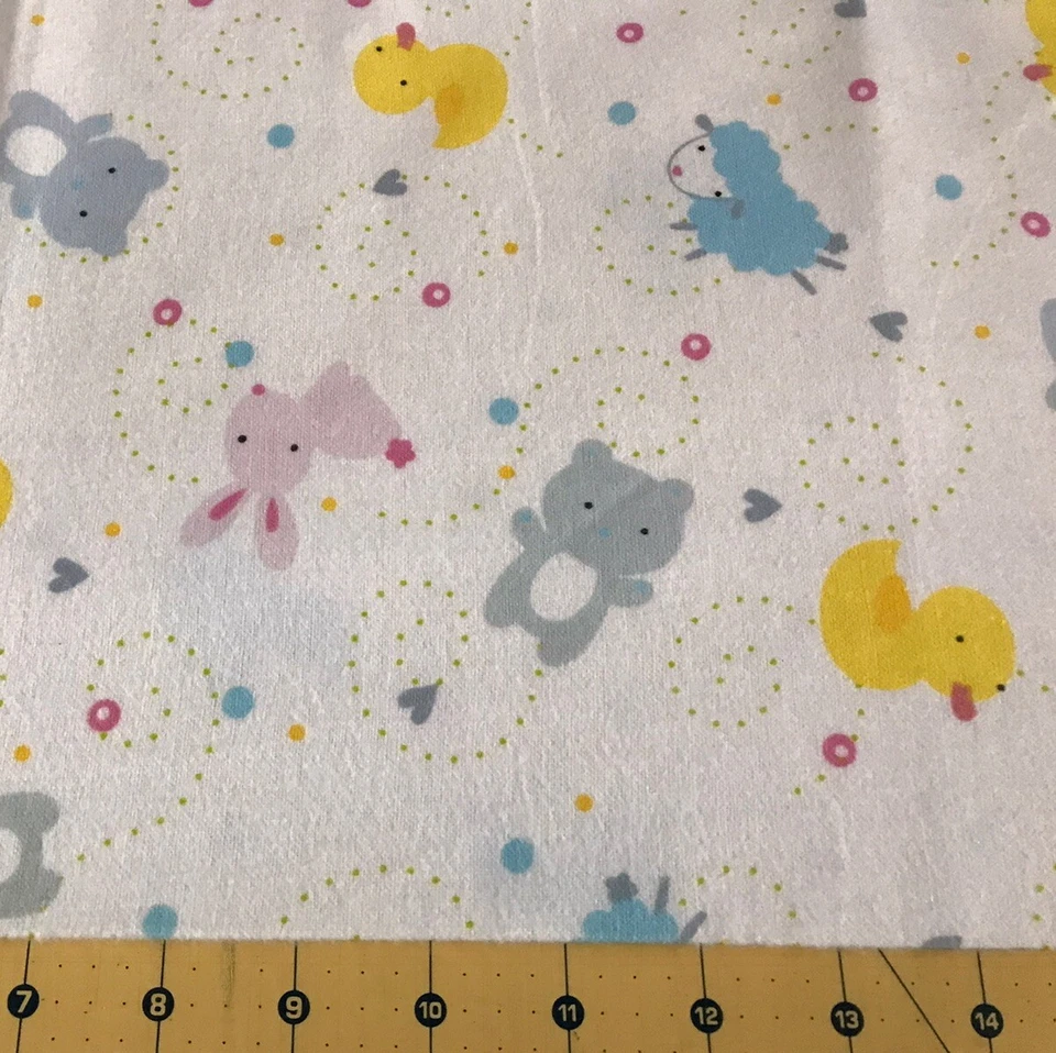 Animals on White 24” X 42” Flannel fabric # 1215a - Image 1 of 1