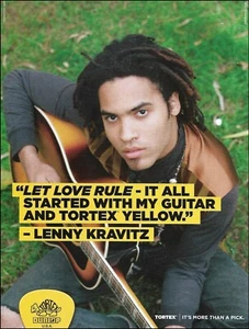 Selecciones de guitarra amarillas Lenny Kravitz Dunlop Tortex anuncio 2017 selección impresión de anuncio - Imagen 1 de 3