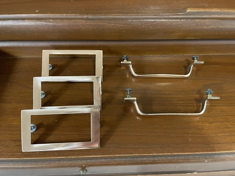 Vintage Globe Wernicke Wooden File Cabinet Hardware Handle Card Holder Bronze Cover