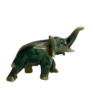Vintage Carved Green Stone Elephant Possibly Jade or Nephrite - Picture 1 of 13