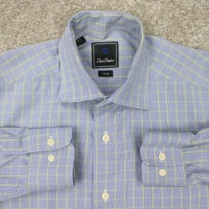 David Donahue Shirt Mens 15 1/2, 34/35 Blue/Yellow Trim Fit Cotton L/S Button Up - Picture 1 of 13