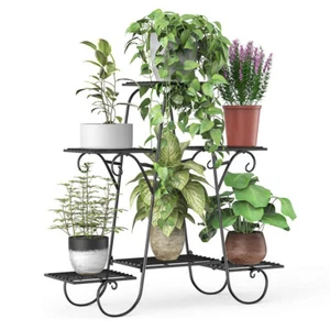 6 Tier Metal Shelves Flower Plant Stand Indoor Outdoor Garden Patio Plant Rack - Picture 1 of 12