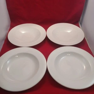 Vintage 4 White Flat Rim 16 oz Soup Bowl/Plate 11" Pasta Dish HLC Homer Laughlin - Picture 1 of 17