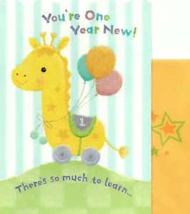 Happy 1st Turning 1 Birthday Giraffe & Animal Friends Hallmark Greeting Card - Picture 1 of 3
