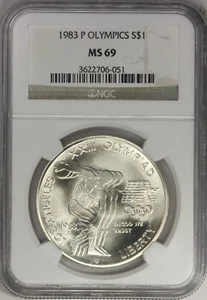 1983 P $1 Olympics Commemorative Silver Dollar- NGC MS 69 - Picture 1 of 2