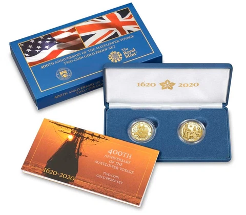 2020-W $10 GOLD MAYFLOWER ✪ REVERSE PROOF COINS ✪ 2 COIN SET 20XA DBL ◢TRUSTED◣ Cover