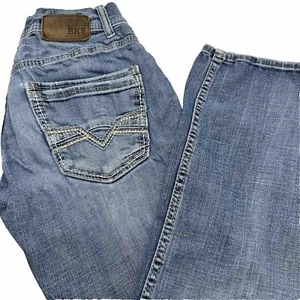 BKE Aiden Jeans Women’s 28R Denim Boot Leg Stretch Buckle pants Light Wash - Picture 1 of 12