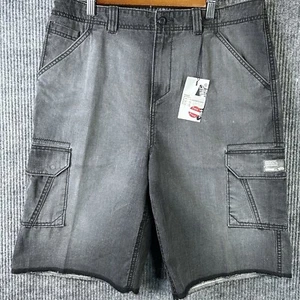 New Vans Cargo Shorts Mens 32 Gray Overprinted Canvas Skateboarding Off The Wall - Picture 1 of 17