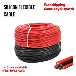 Cavo filo silicone morbido flessibile 4/6/8/10/12 AWG rosso e nero venditore UK - Foto 1 di 4