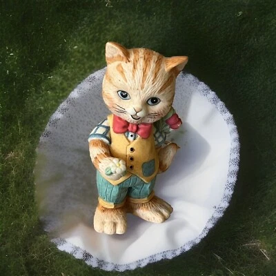 1993 BC Bronson Coleccionables Fecha Noche Gato Estatuilla Sosteniendo Flores Sri Lanka Foto 1 de 4