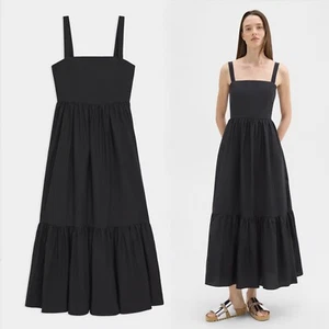 Vestido THEORY Mezcla de Algodón en Niveles Negro Talla 12 - Imagen 1 de 6