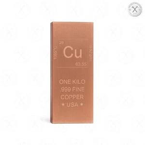 1 kg lingotes de cu fino - diseño de elementos químicos - barra de cobre 1000 gramos - inversión - Imagen 1 de 11