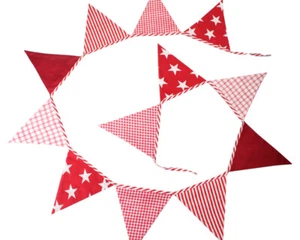 LACHLAN RED COTTON BUNTING PARTY DECOR FLAGS PENNANT - 12 Flags **FREE DELIVERY* - Picture 1 of 1