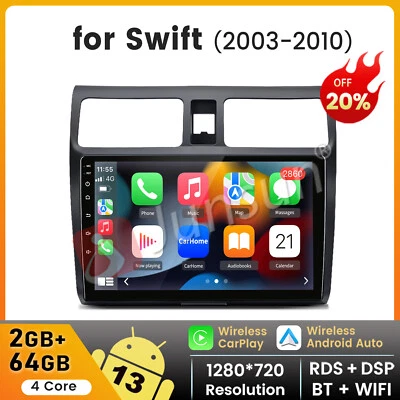 Radio estéreo para automóvil 64 GB Android 13 GPS WIFI navegación Carplay para Suzuki Swift 2003-10 Foto 1 de 4