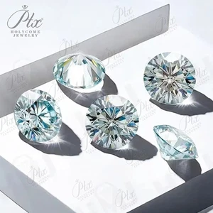 Piedra Moissanite Light Sky azul con certificado GRA redonda piedras preciosas sueltas joyería - Imagen 1 de 9