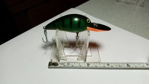 UNK (BOMBER 6A??) CRANKBAIT, VINTAGE HOOKS, GREEN/BLK/ORANGE, USED, VGC - Picture 1 of 4