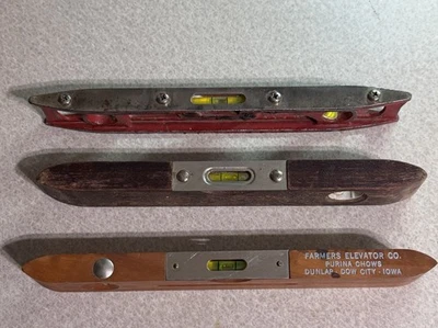 Vintage Lot 3 Wood Levels Advertising Torpedo Levels W. Germany, Stanley, Purina - Image 1 of 4