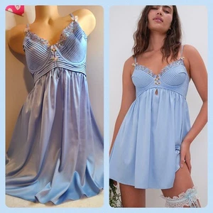 ¡Nuevo! Vestido sin Mangas For Love & Lemons Campana Lazo Satinado Talla XL Azul Bebé - Imagen 1 de 9