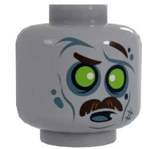 Zombie #5 Minifig Head w/ Mustache made using LEGO parts - B3 Customs - Picture 1 of 1