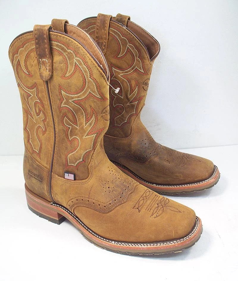 DOUBLE H MEN'S 11 EE ICE Saddle Vamp Tan Western Work Boots Square Soft Toe - Image 1 of 4