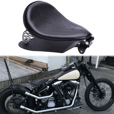 Motorcycle Spring Solo Seat Saddle With Base For Harley Softail Heritage Bobber - Image 1 of 4
