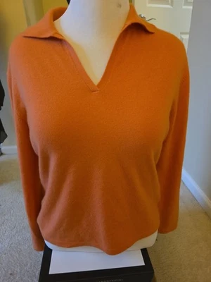 Suéter de cachemir naranja manga larga para mujer Neiman Marcus talla XL Foto 1 de 3