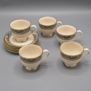 Lenox Autumn Footed Cup & Saucers - Set of 5 - Presidential - FREE USA SHIPPING - Picture 1 of 8