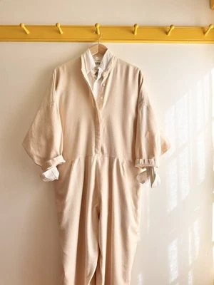 BLACK CRANE cream cotton flannel Carpenter Jumpsuit M - Image 1 of 4