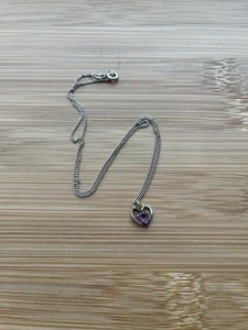 Amethyst, Cubic Zirconia, White Gold Pendant With Sterling Silver Chain - Picture 1 of 1