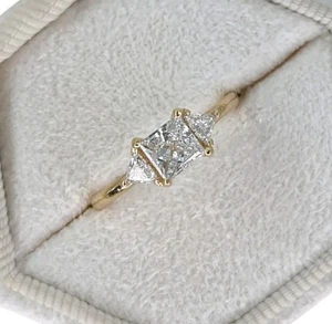 1,20 ct Princess Cut zertifizierter im Labor gezüchteter Diamant Ehering 14 K Gelbgold - Bild 1 von 13