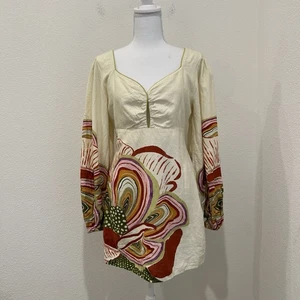 Farm Rio x Anthropologie Sweetheart Leinen Minikleid Größe M - Bild 1 von 15