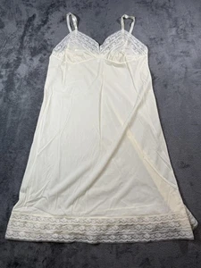 Vintage Philmaid Lingerie Slip Womens 44 Ivory Nylon Lace Spaghetti Straps - Picture 1 of 14