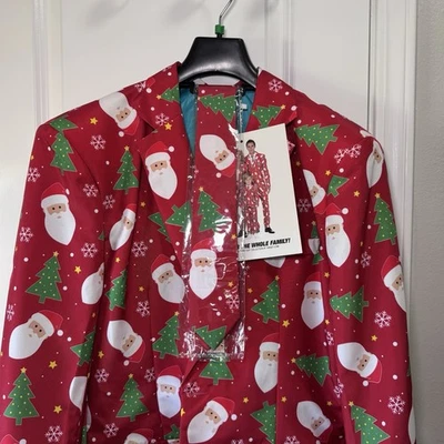 SANTA SUIT Suitmeister Ugly Christmas Suit Blazer Pants Ties Cool Santa Sz L NWT - Image 1 of 4