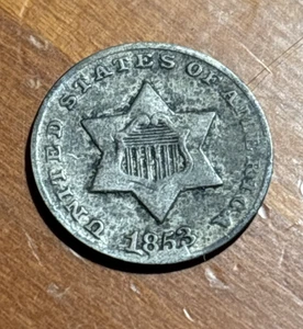 1853 Silver Three Cent Silver Piece Trime - Picture 1 of 4